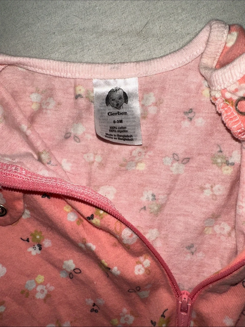 Girls Size 0-3M Coral Floral Footed One-Piece Sleepwear - Unbranded